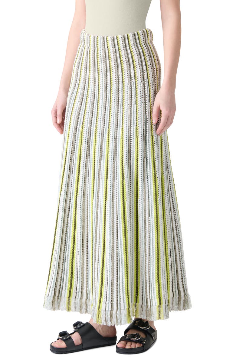Akris punto Stripe Mixed Stitch Maxi Sweater Skirt, Alternate, color, Khaki Multicolor