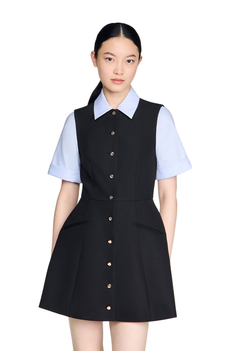 SANDRO 2-in-1 short dress, Alternate, color, Black