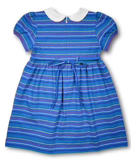Florence Eiseman Girl's School Supplies Applique Stripe Knit Dress In Blue