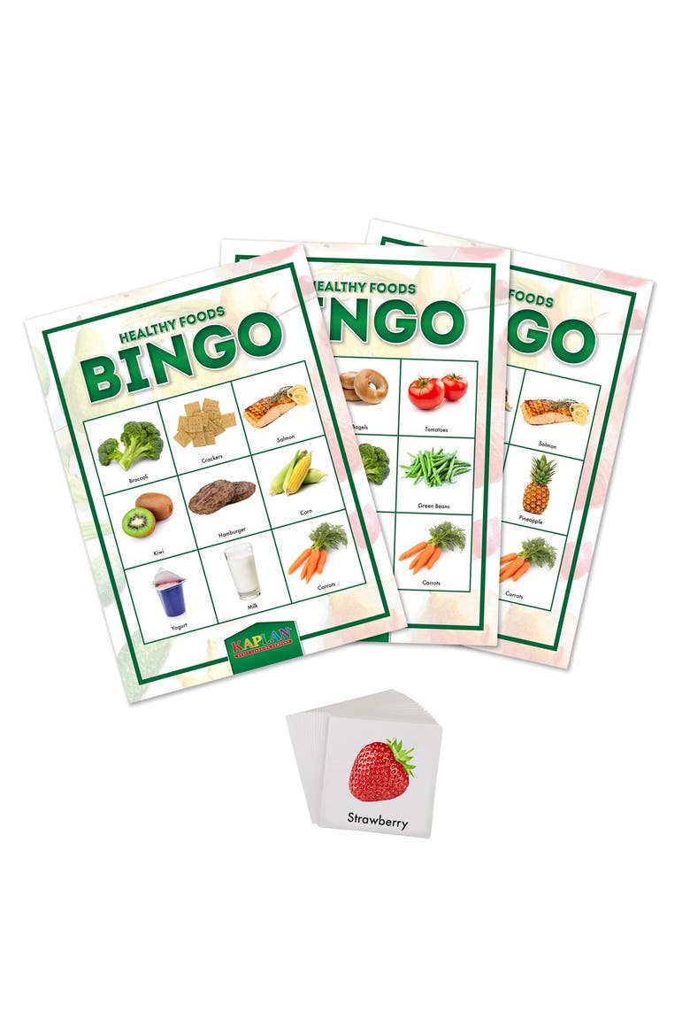 Healthy Foods Bingo Game, Alternate, color, Green