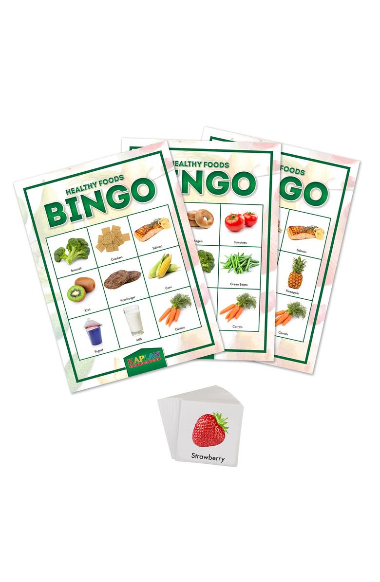 Kaplan Early Learning Company Healthy Foods Bingo Game, Alternate, color, Green