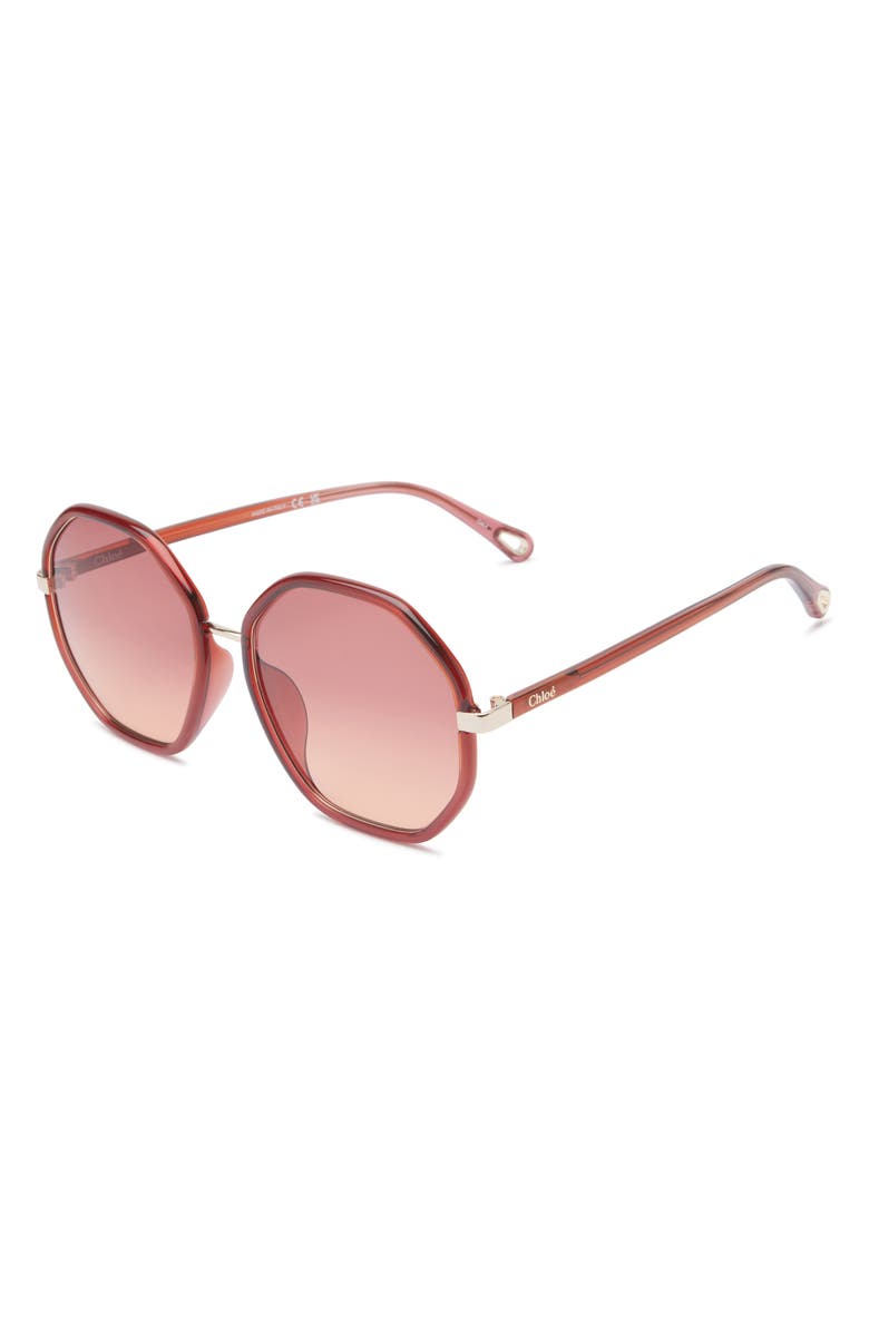 Chloé 59mm Round Gradient Sunglasses, Alternate, color, Red Red Red
