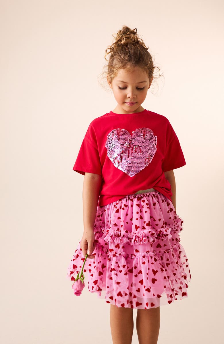 NEXT Kids' Heart Mesh Tutu Skirt, Alternate, color, Red