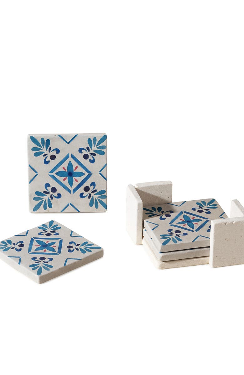 Gharyan Stoneware Malaga Patterned Marble Tiles Coasters, Set of 4, Alternate, color, 