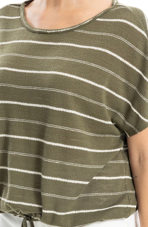 MAX STUDIO MAX STUDIO STRIPE DRAWSTRING T-SHIRT