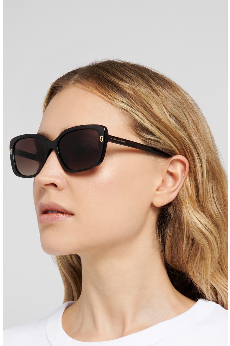 57mm Gradient Rectangular Sunglasses, Alternate, color, HAVANA/ BROWN SF