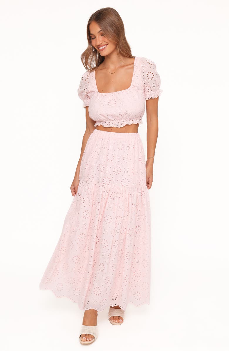 Petal & Pup Angelina Cotton Midi Skirt Set, Alternate, color, Pink Broiderie