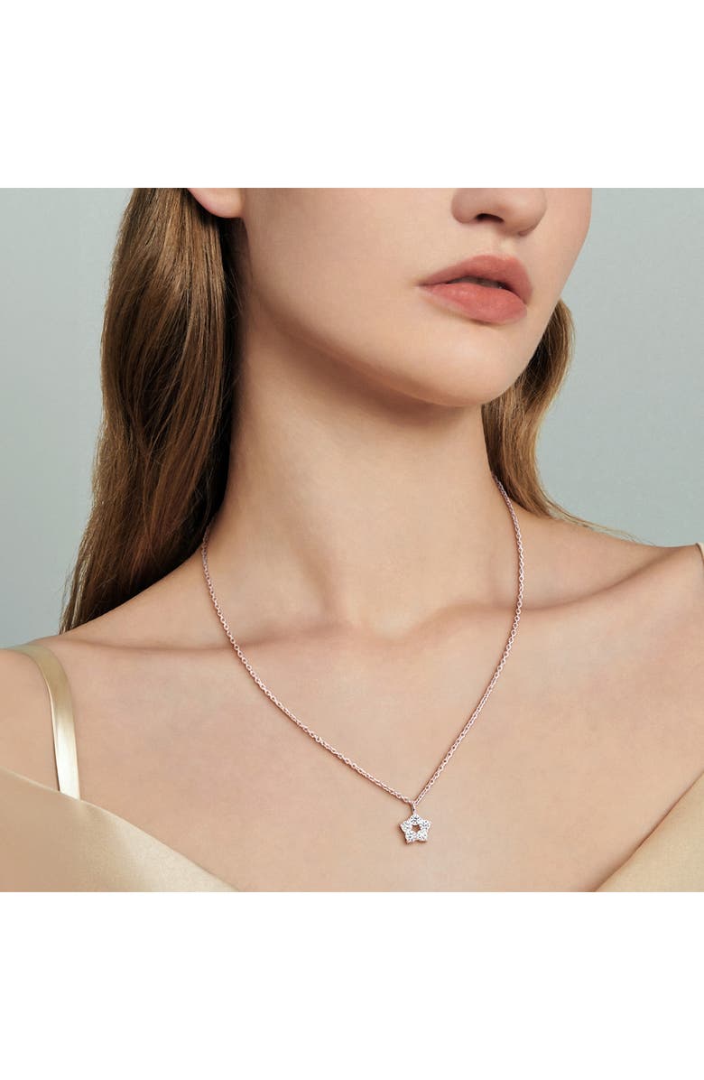 Created Forever Sterling Silver Lab Grown Diamond Star Pendant Necklace, Alternate, color, White