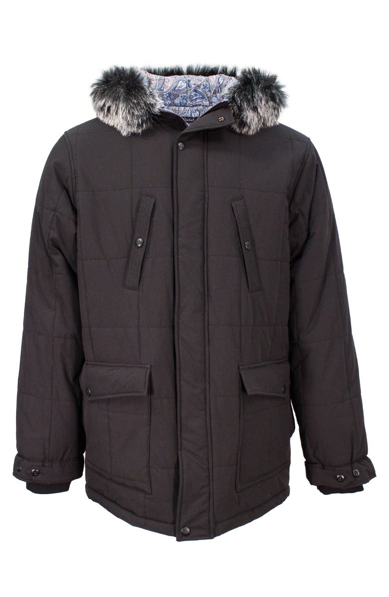 Lords of Harlech Duffy Quilted Ripstop Parka Jacket, Main, color, Black