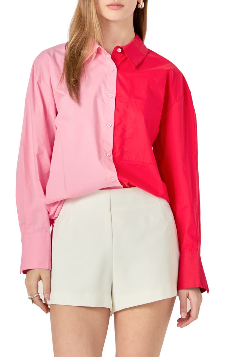 Colorblock Shirt, Main, color, PINK/ RED