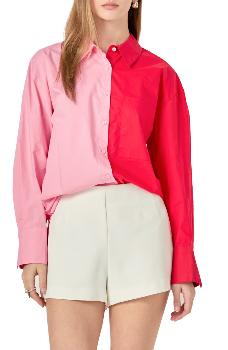 English Factory Colorblock Shirt, Main, color, Pink/ Red
