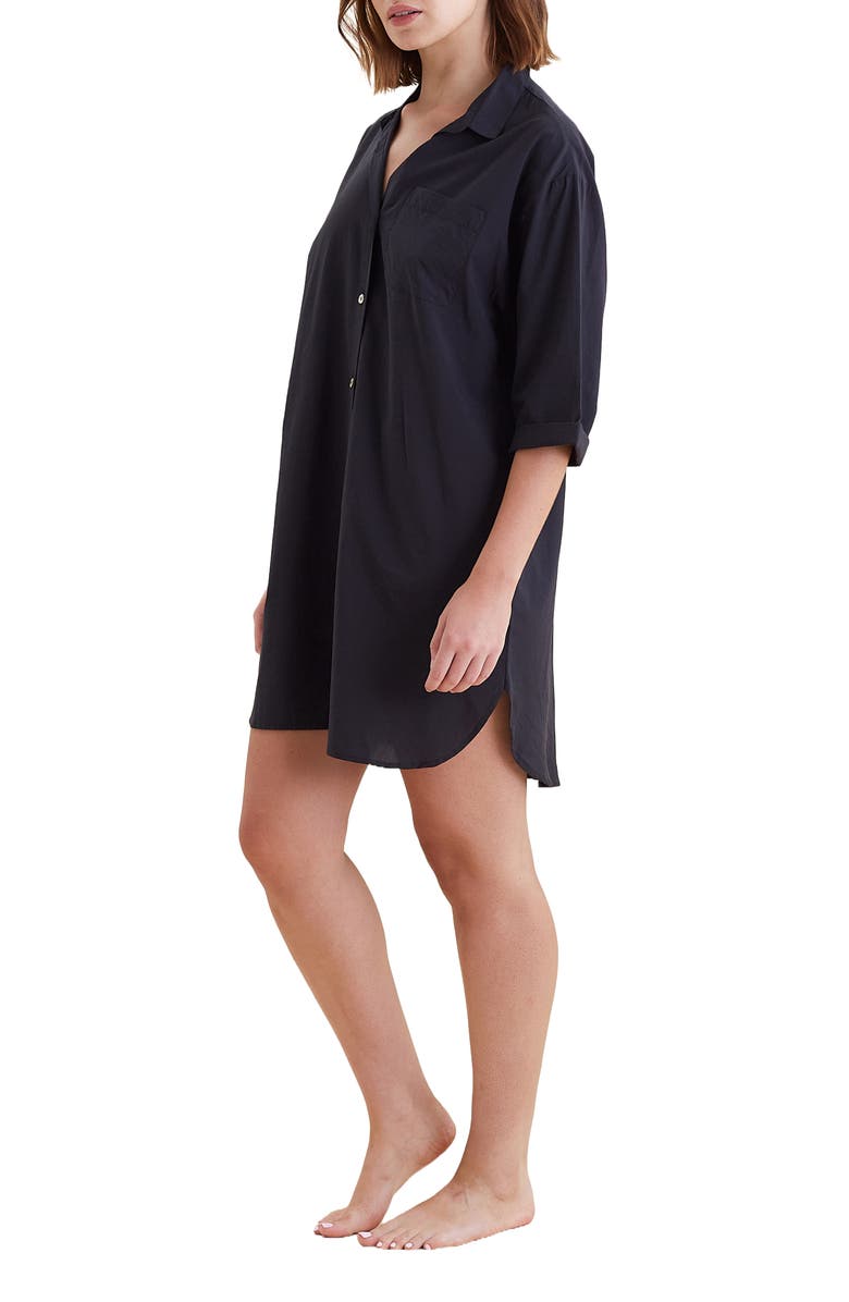 Papinelle Whale Beach Solid Cotton & Modal Nightshirt, Alternate, color, Black