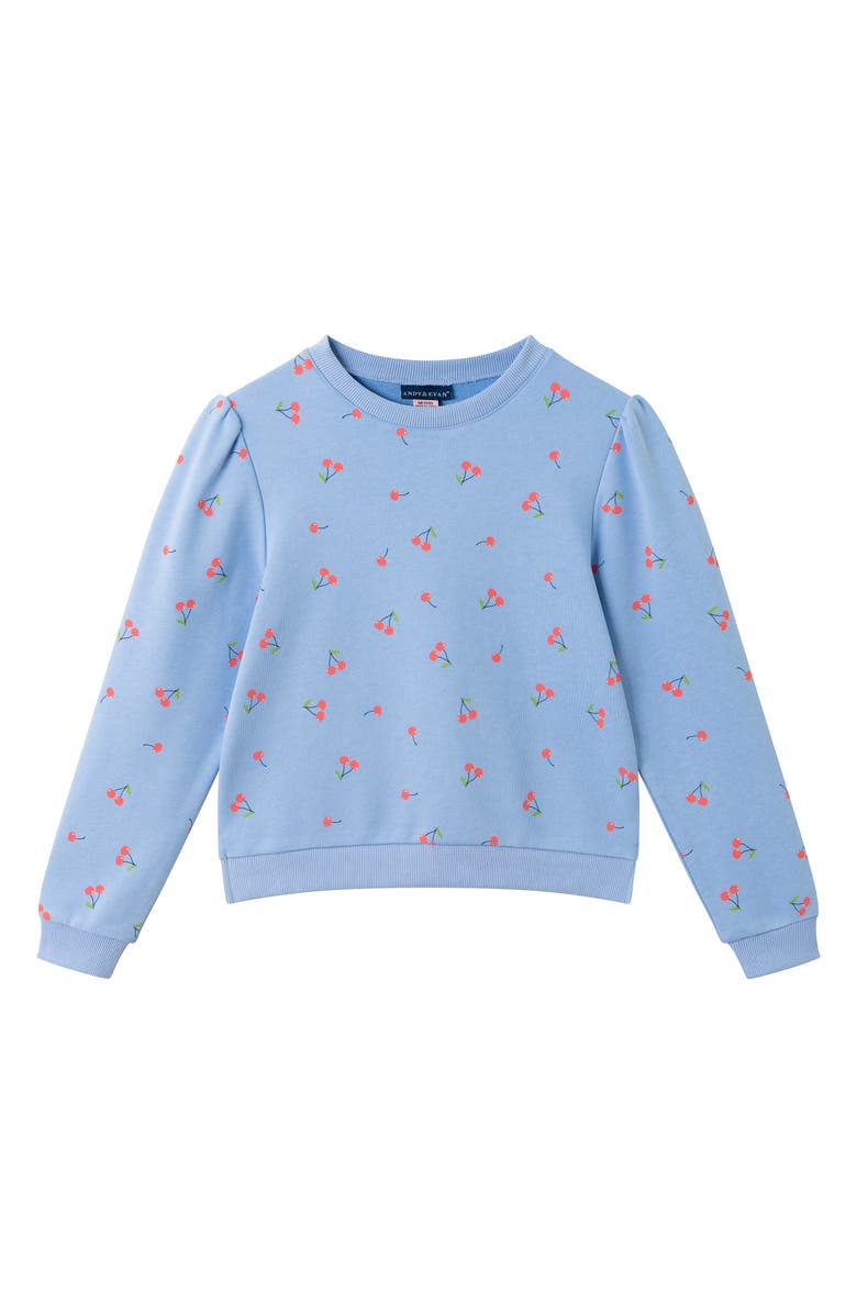 Andy & Evan Kids' Long Sleeve Pullover & Shorts Set, Alternate, color, Purple Cherry