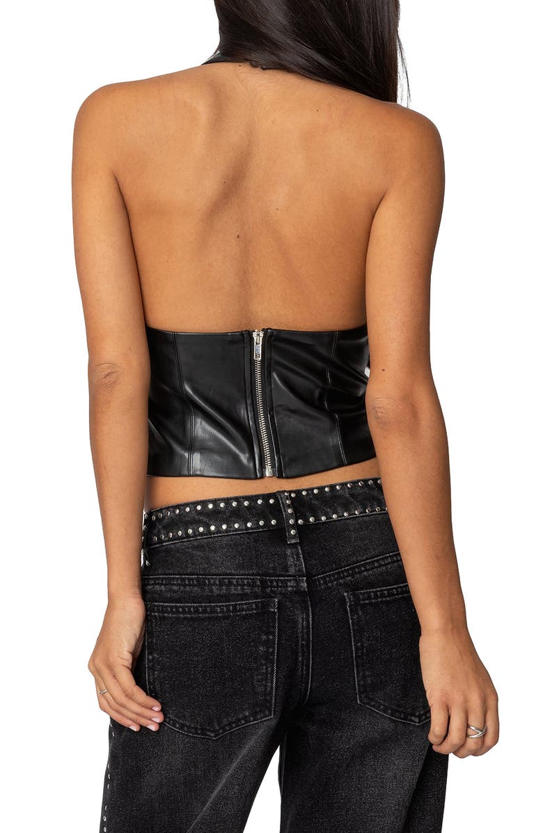 EDIKTED Tana Faux Leather Halter Top, Alternate, color, Black