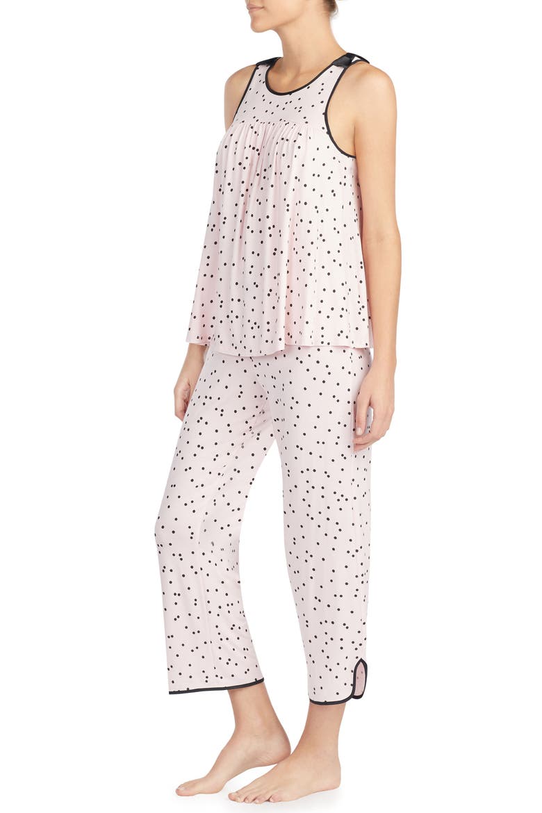 crop jersey pajamas, Alternate, color, PINK DOT