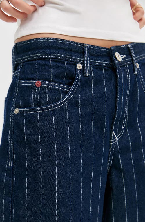 Bdg Urban Outfitters Jaya Baseball Stripe Low Rise Wide Leg Jeans In Blue
