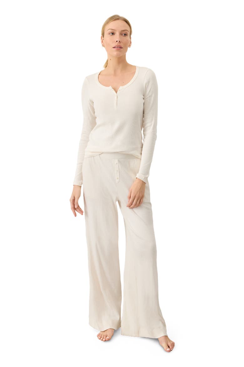 Dream Rib Wide Leg Lounge Pant Made With Organic Cotton, Alternate, color, Cream