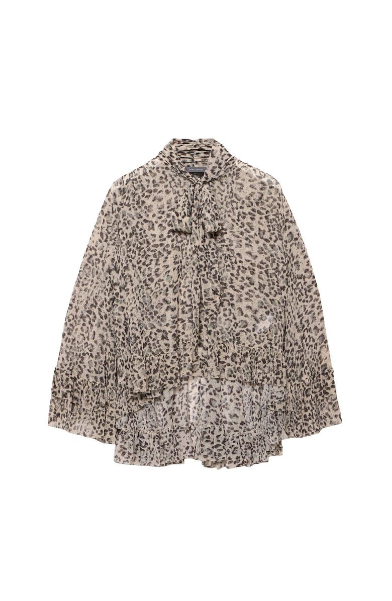 MINT VELVET Leopard Print Ruffle Blouse, Alternate, color, Camel