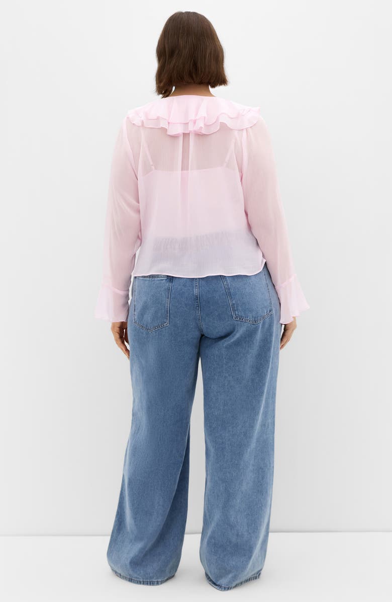 City Chic Luscious Sheer Ruffle Top, Alternate, color, 