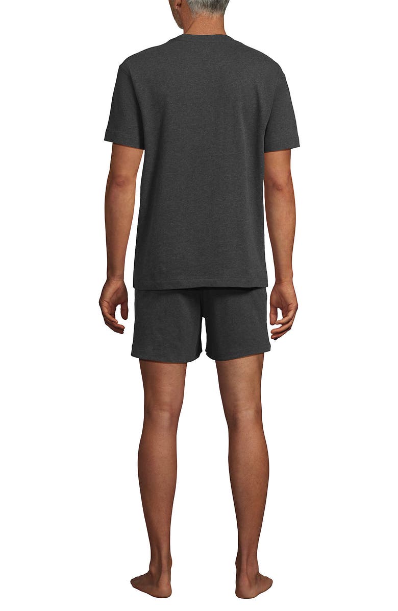 Lands' End Short Sleeve Knit Jersey Short Sleep Set, Alternate, color, Dark Charcoal Heather