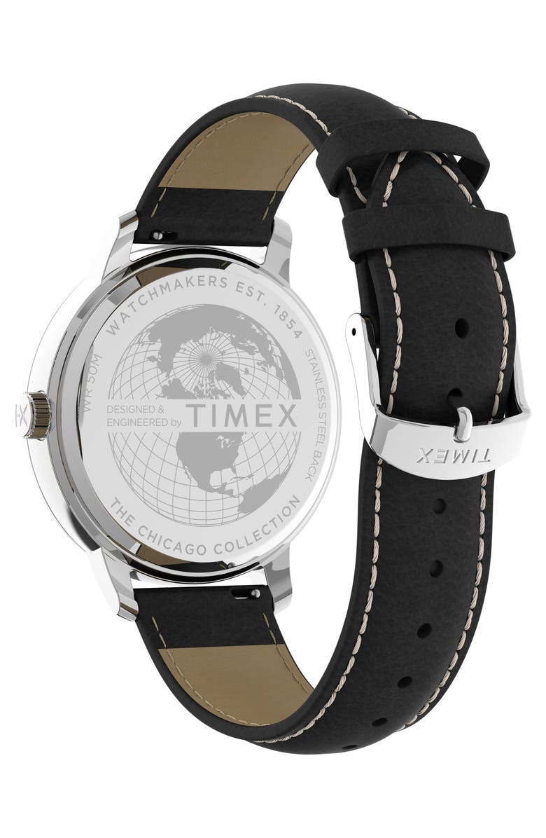 Timex<sup>®</sup> Chicago Leather Strap Watch, 45mm, Alternate, color,