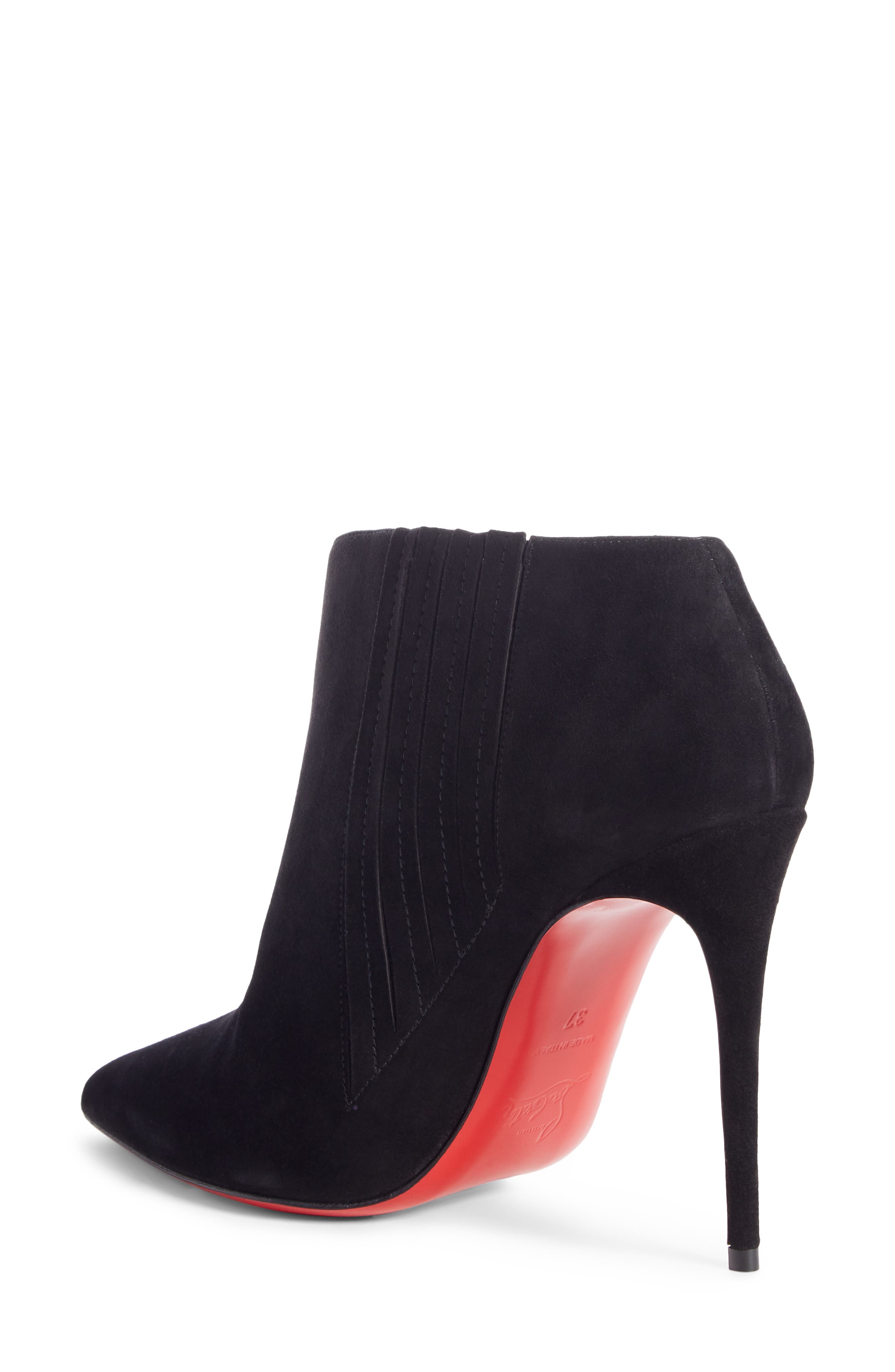 Christian Louboutin CL Logo Pointed Toe Bootie, Alternate, color, 