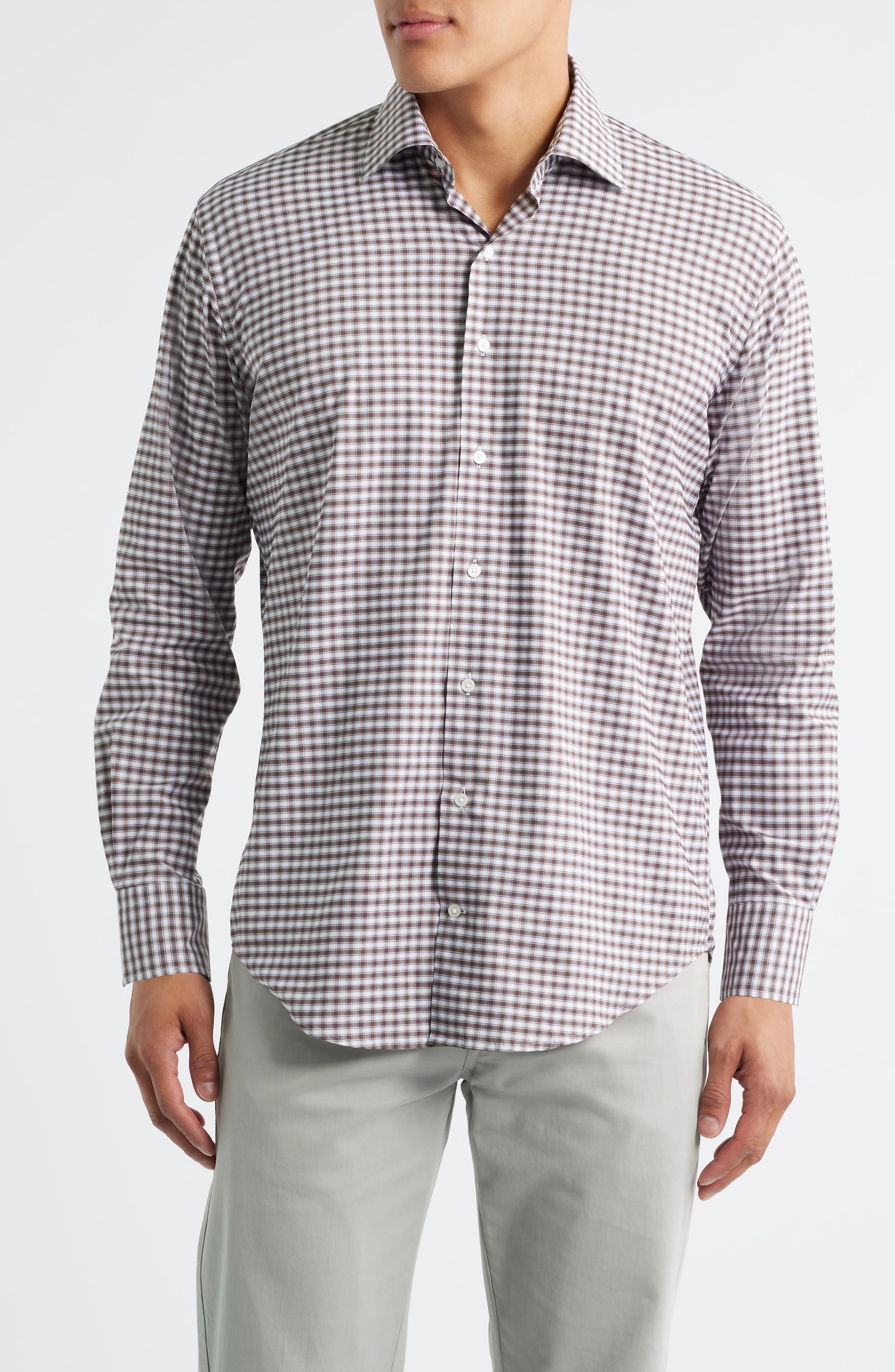 Fairbanks Ombre Check Performance Twill Button-Up Shirt