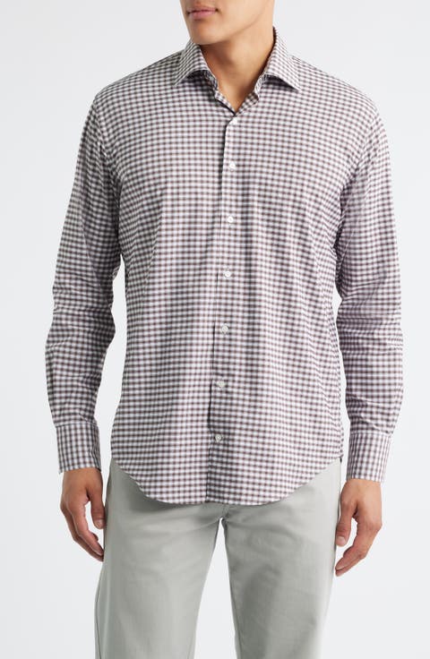 Fairbanks Ombré Check Performance Twill Button-Up Shirt