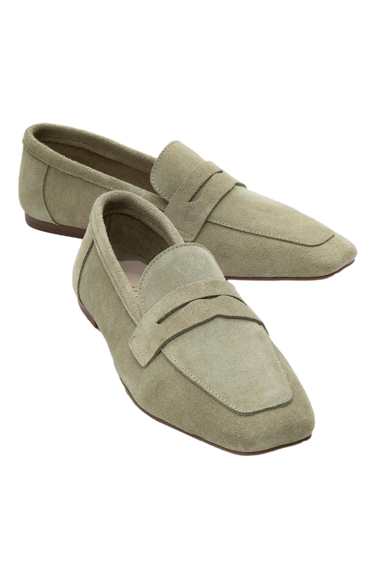 Morne Leather Loafers, Alternate, color, Green Suede Leather