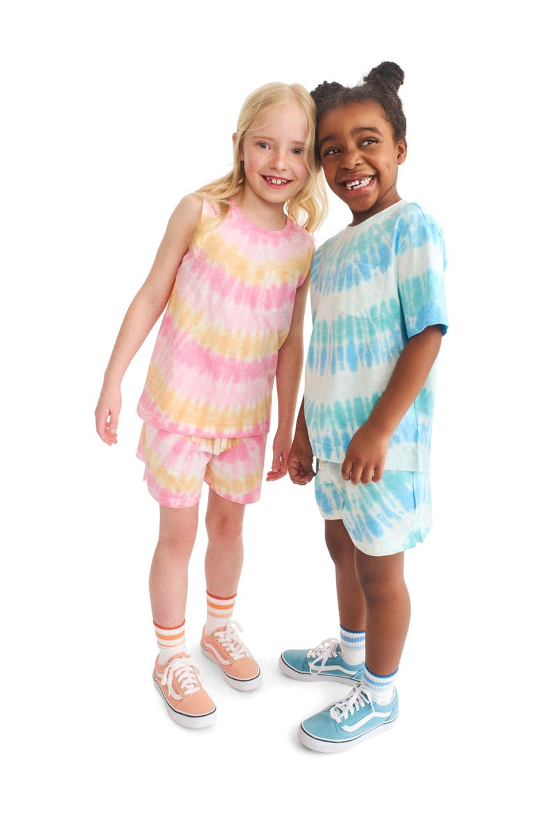 Kids Pocket Tank In Tie Dye, Alternate, color, Warm Sunburst Tie Dye