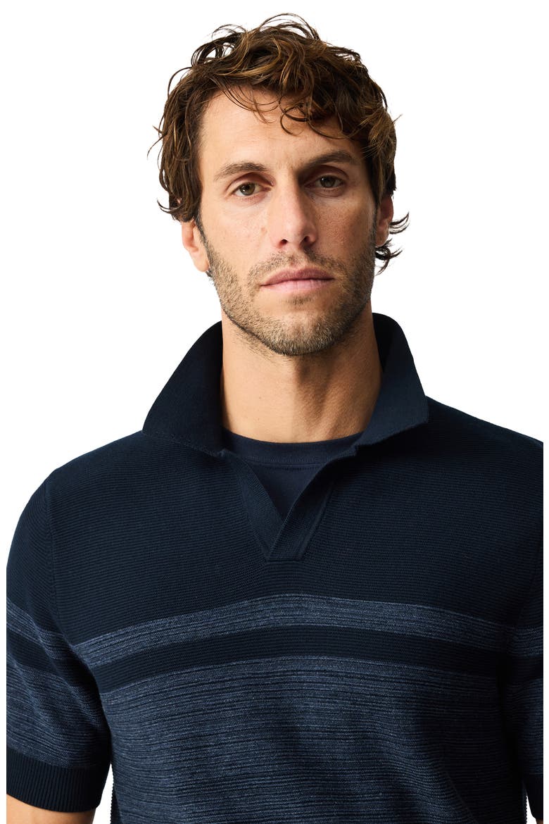 Mount Albert Stripe Short Sleeve Cotton Sweater, Alternate, color, INDIGO