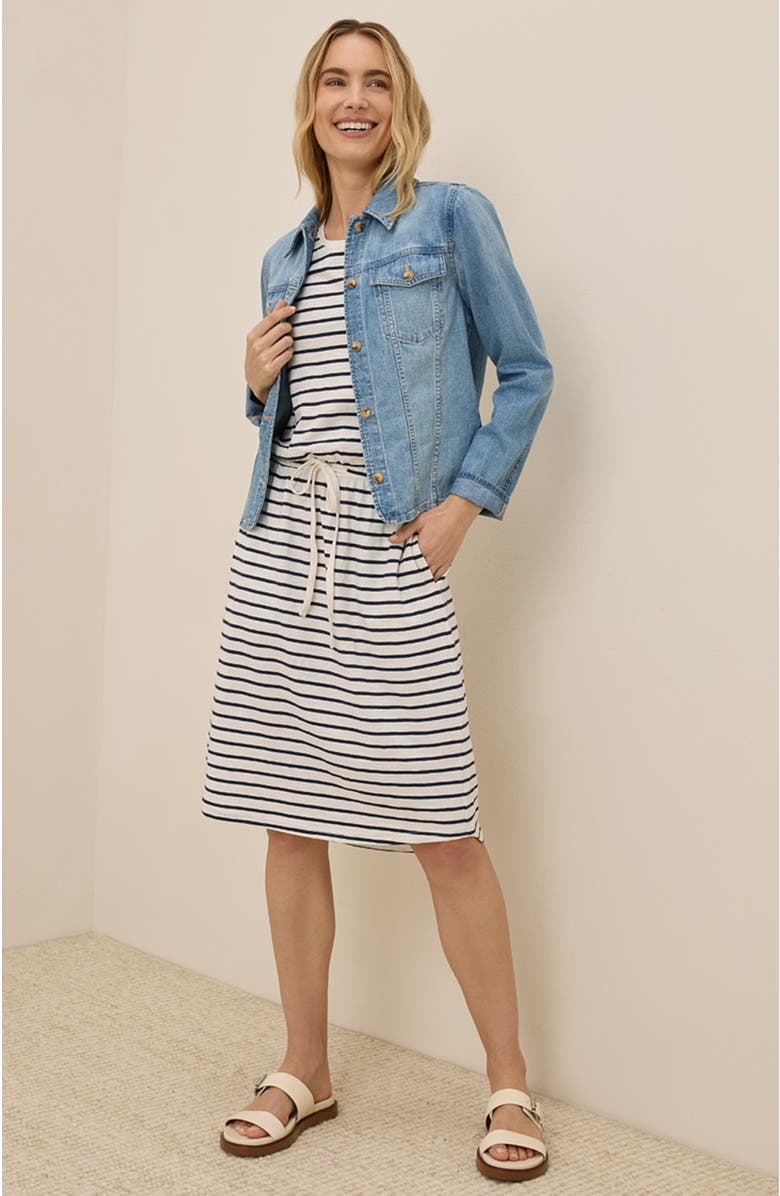 Pact Organic Cotton Relaxed Slub Weekend Dress, Alternate, color, Santa Ana Stripe Midnight Blue