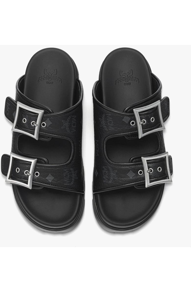 MCM Sandals in Visetos, Alternate, color, Black