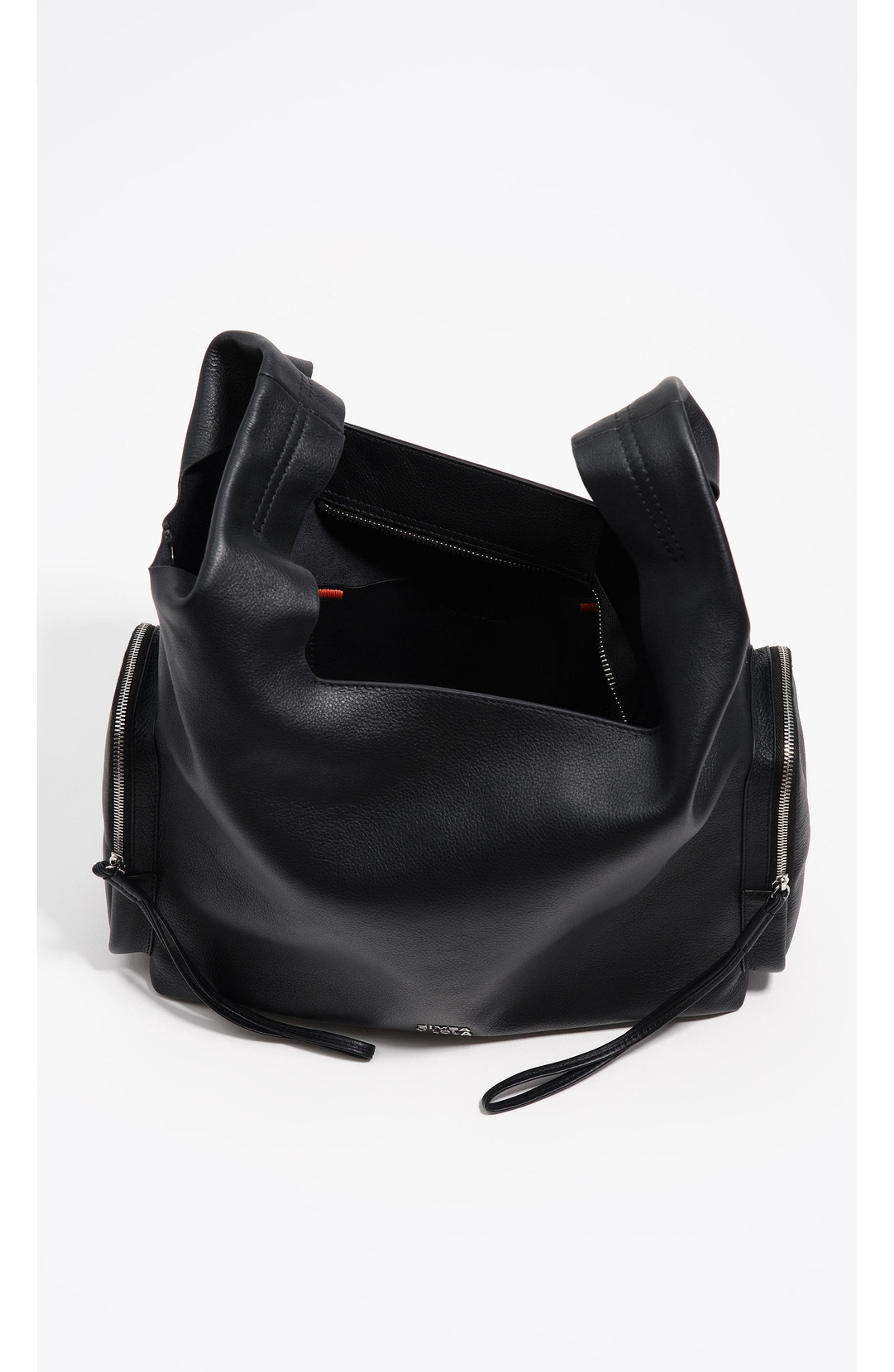 Bimba y Lola Leather Crossbody Bag, Alternate, color, Black