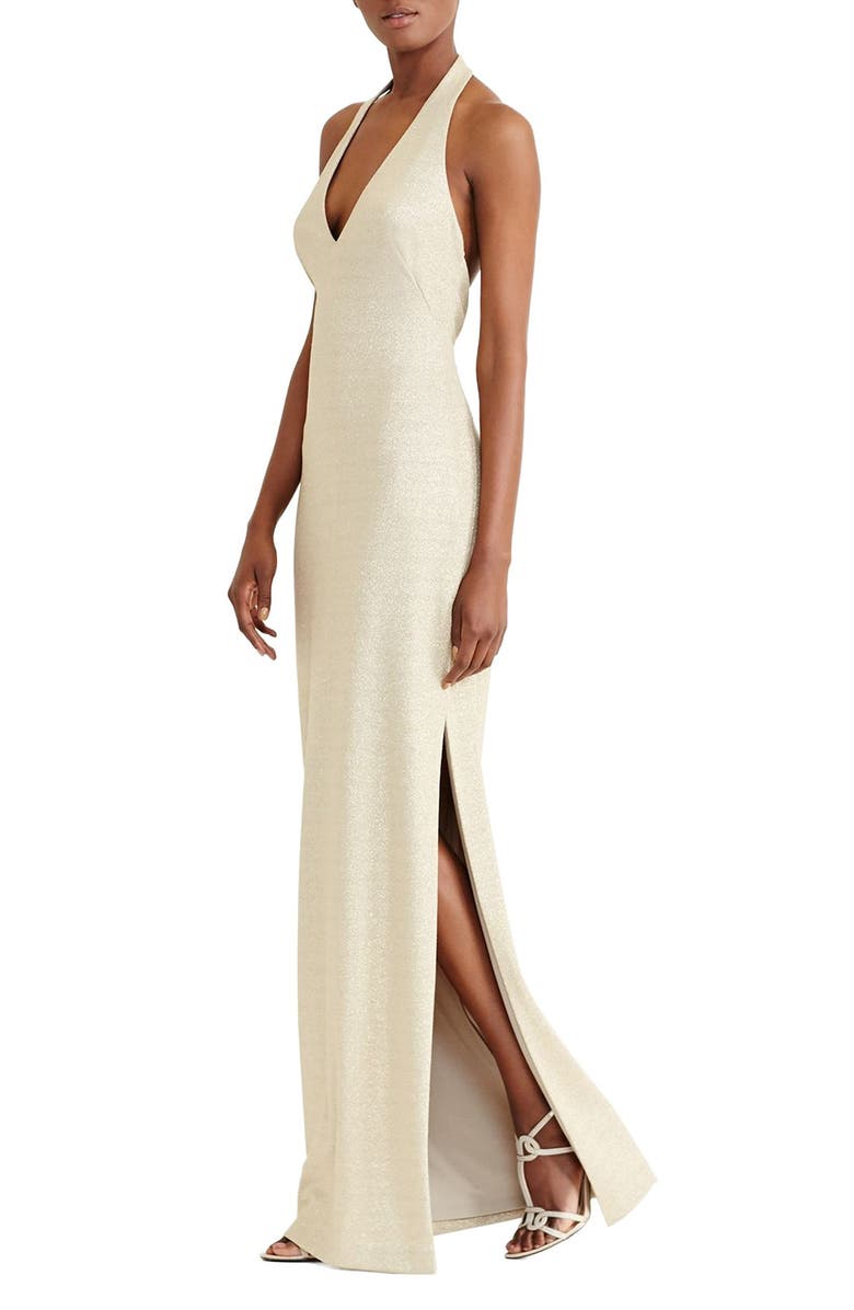 Lauren Ralph Lauren Metallic Halter Gown, Alternate, color,
