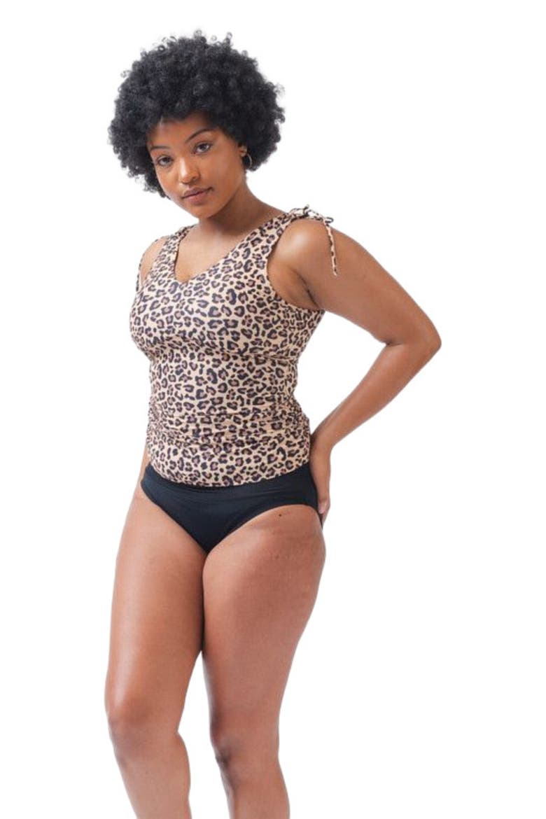 V-Neck Tankini Top, Alternate, color, Leopard