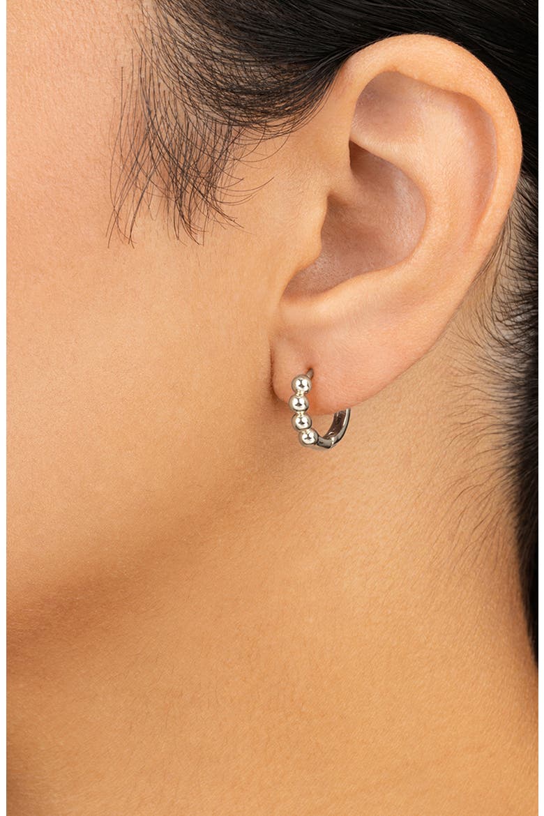 Natalie Polished Sphere Huggie Hoop Earrings, Alternate, color, SILVER