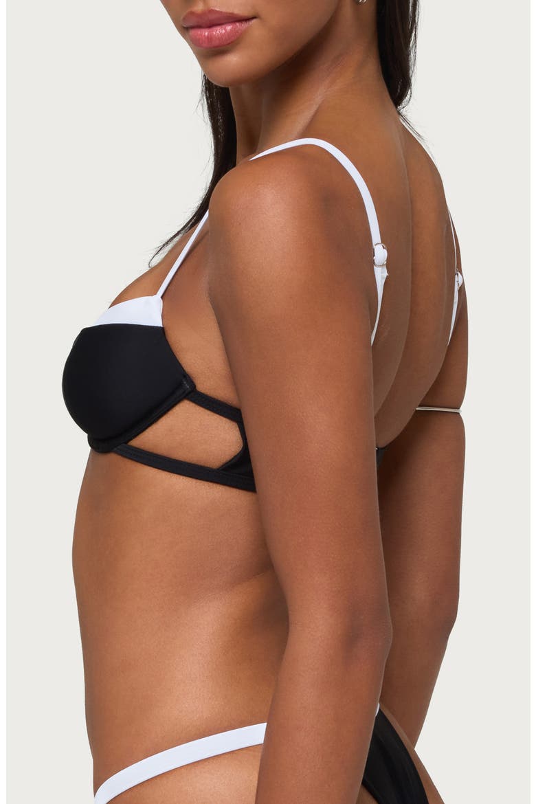 Atalia Underwire Cutout Bikini Top, Alternate, color, BLACK