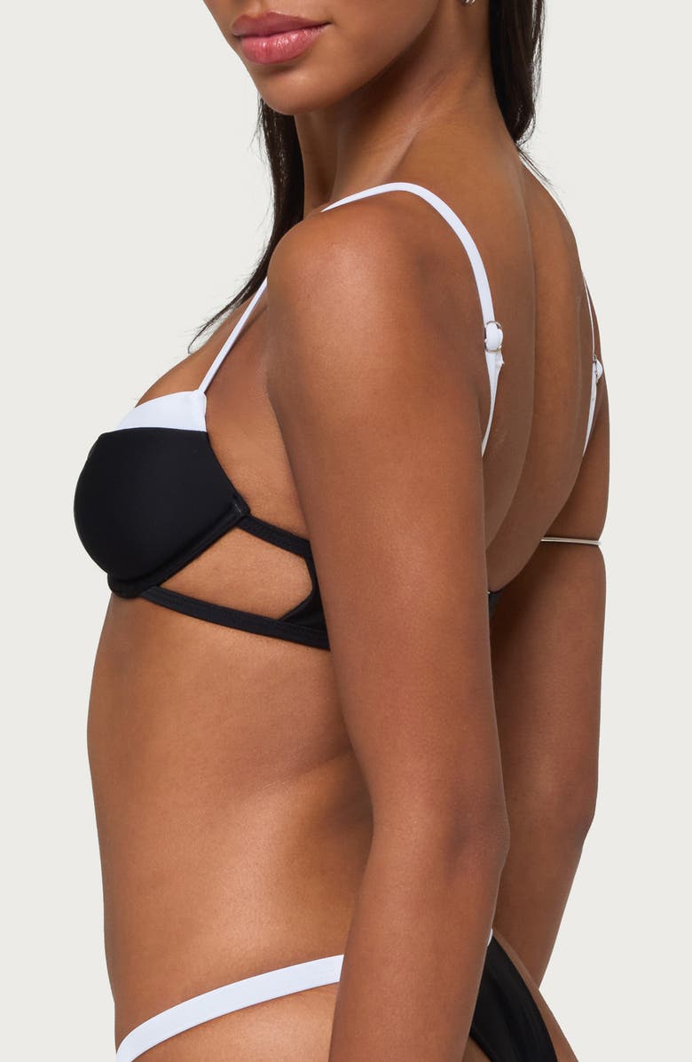 EDIKTED Atalia Underwire Cutout Bikini Top, Alternate, color, Black