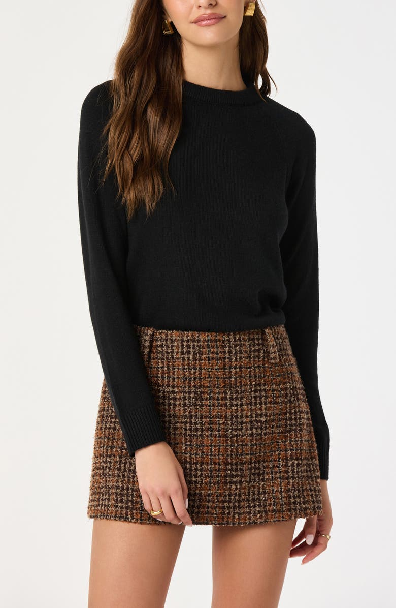 ASTR the Label Organza Bow Sweater, Alternate, color, Black