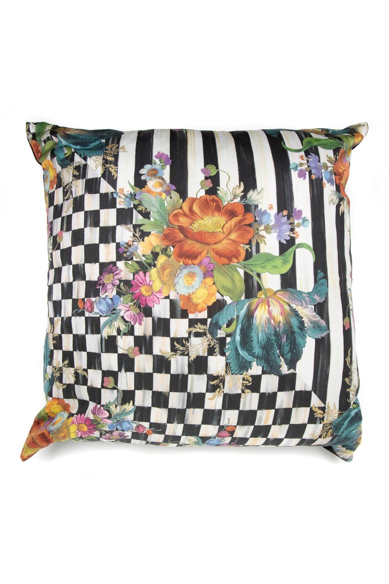 Courtly Flower Market Accent Pillow, Main, color, WHITE MULTI