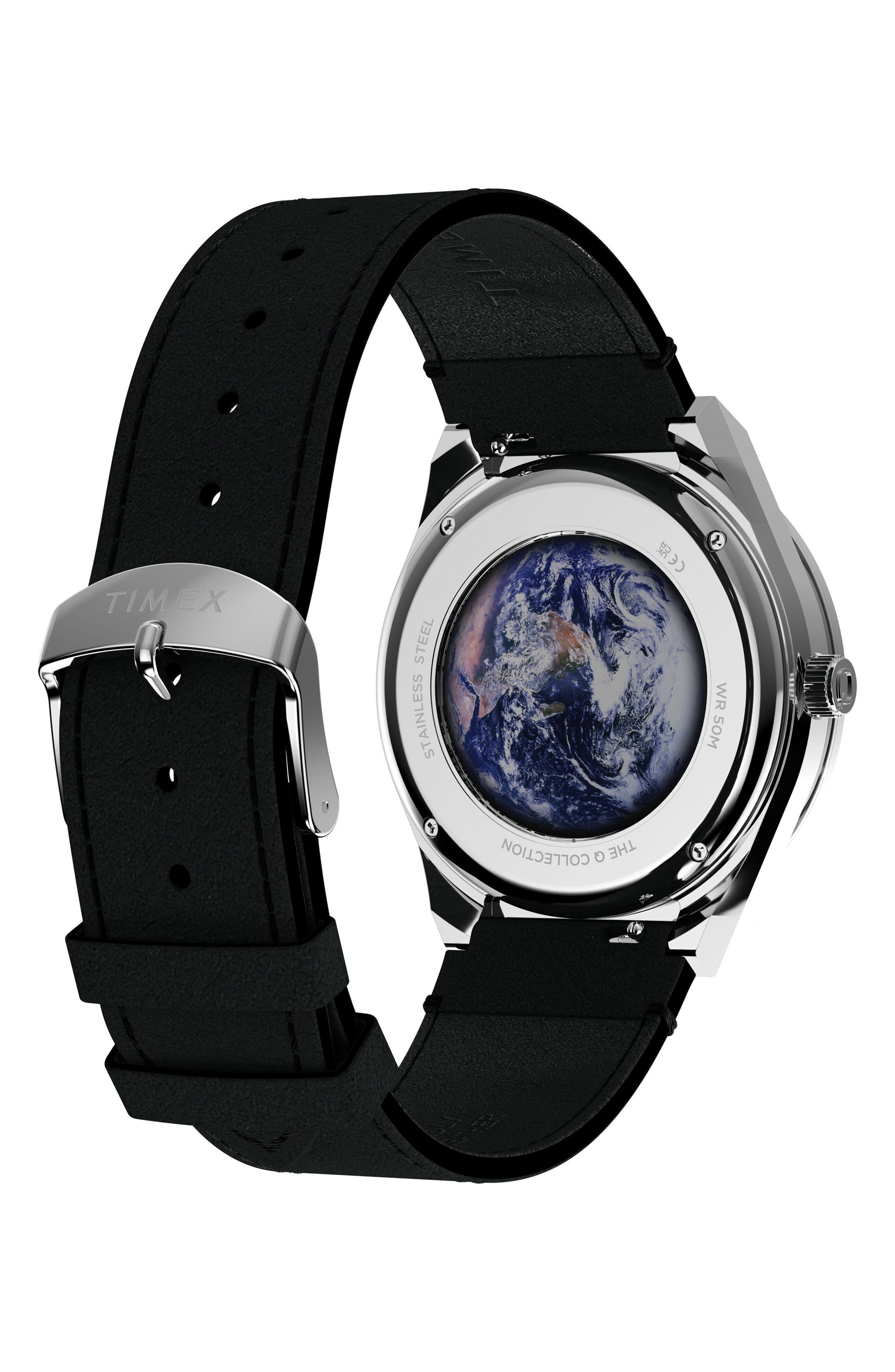 Timex® Q Timex NASA 40mm Leather Strap Watch (Men) | Nordstrom