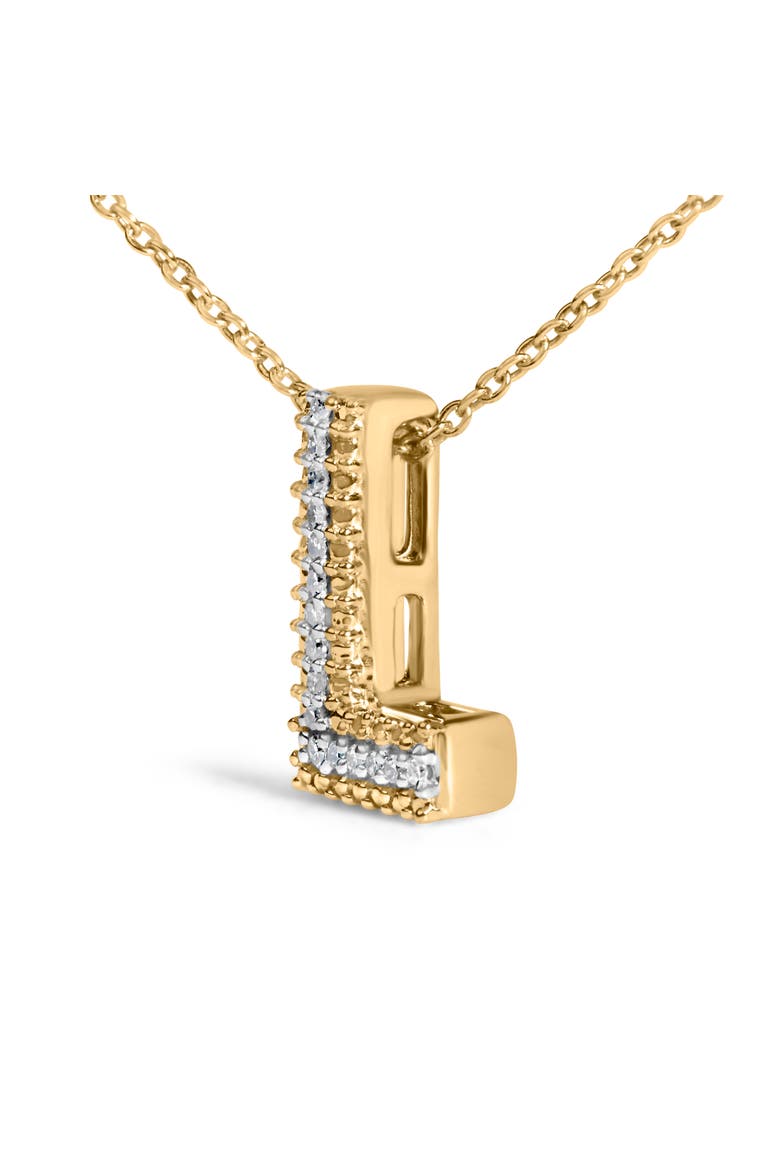 Yellow Gold Vermeil Diamond Accent "A-Z" Initial Bubble Pendant Necklace, Alternate, color, L