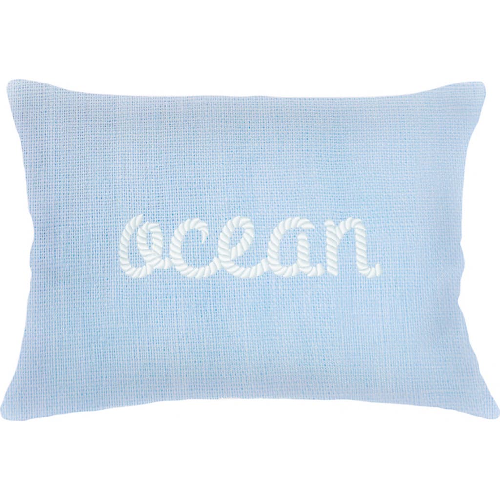 Anaya Ocean Knot Embroidered Linen Pillow With Down Insert In White