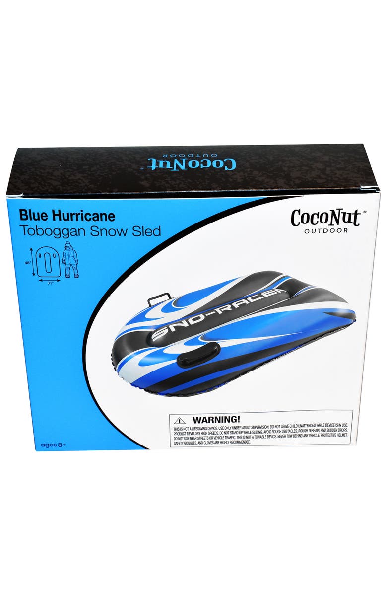 Coconut Outdoor Blue Hurricane Toboggan Snow Sled 48X31 Inch, 8+, Alternate, color, Blue