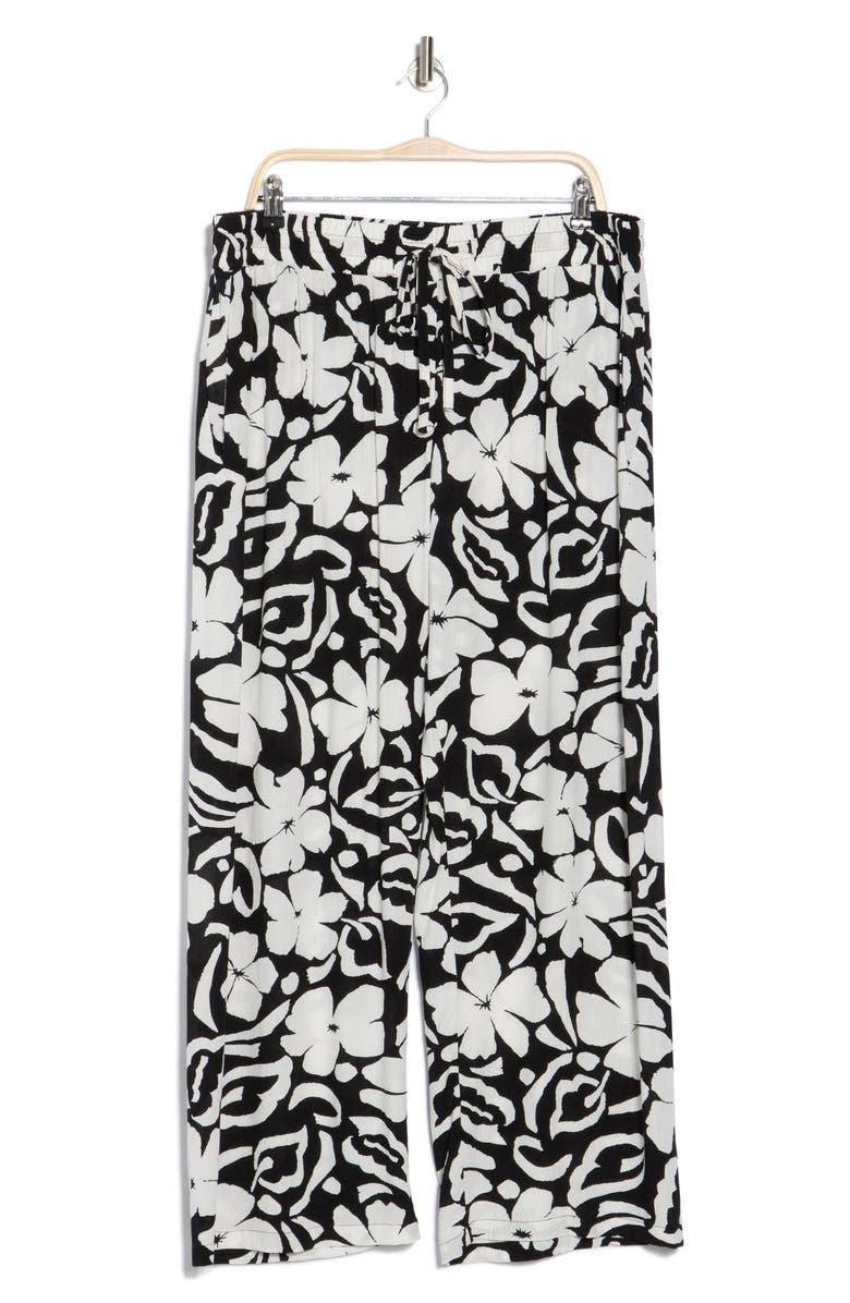 T Tahari Border Print Pants, Alternate, color, Black Combo Abstract Geo Bloom
