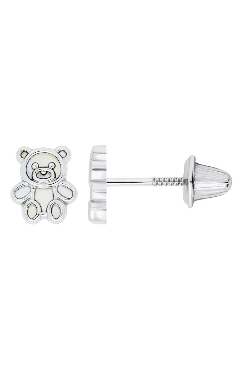 Mignonette Sterling Silver Teddy Bear Stud Earrings, Alternate, color, Silver