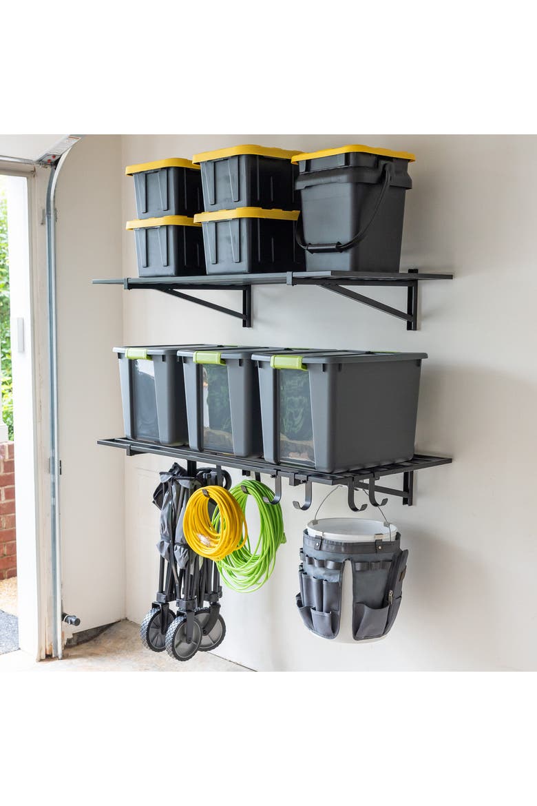2' x 4' Bristol Garage Wall Mount Shelves -2-Pack, Main, color, Black