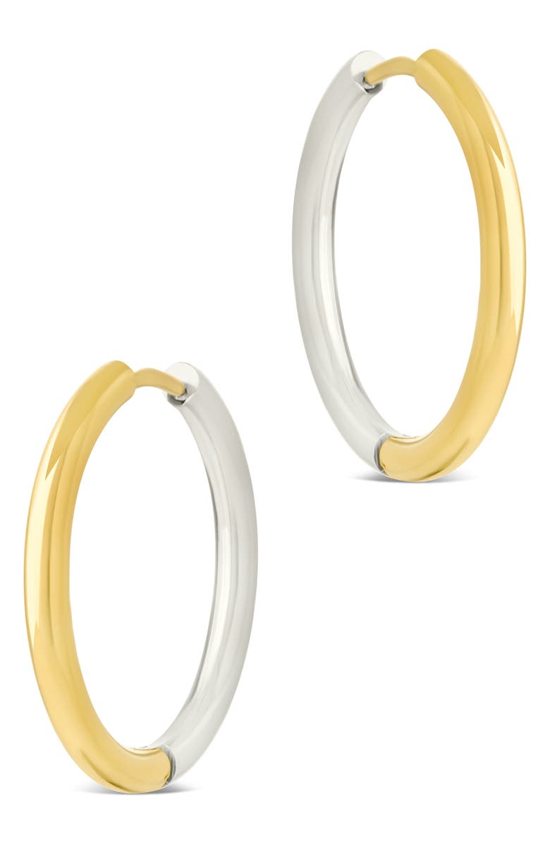 Sterling Forever Two Tone Hoop Earrings, Alternate, color, Dual Tone
