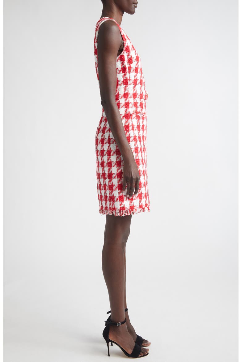Textured Gingham Tweed Sheath Dress, Alternate, color, SCARLET/ BRIGHT WHITE